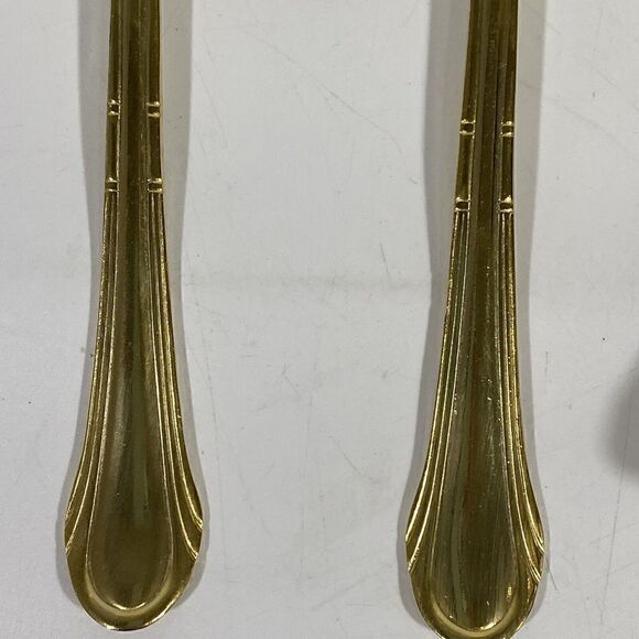 Vintage Hampton Silversmiths Gold Serving Silverware Set Salad Spoons Spatula - Picture 2 of 9